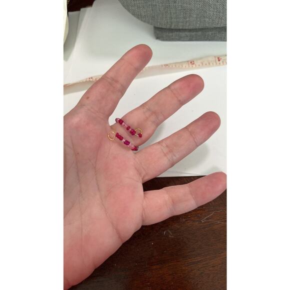 pink beaded ring gold tone - Picture 2 of 5